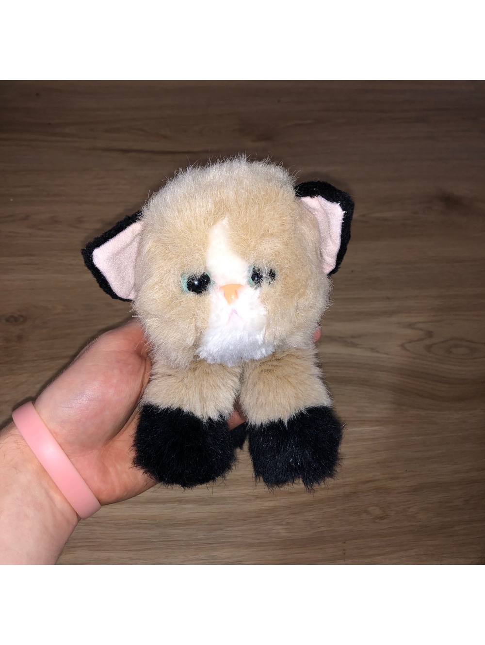 1992 Tyco Kitty Kitty Kittens Kitten Black Tan Plush Siamese Green Eyes Purrs